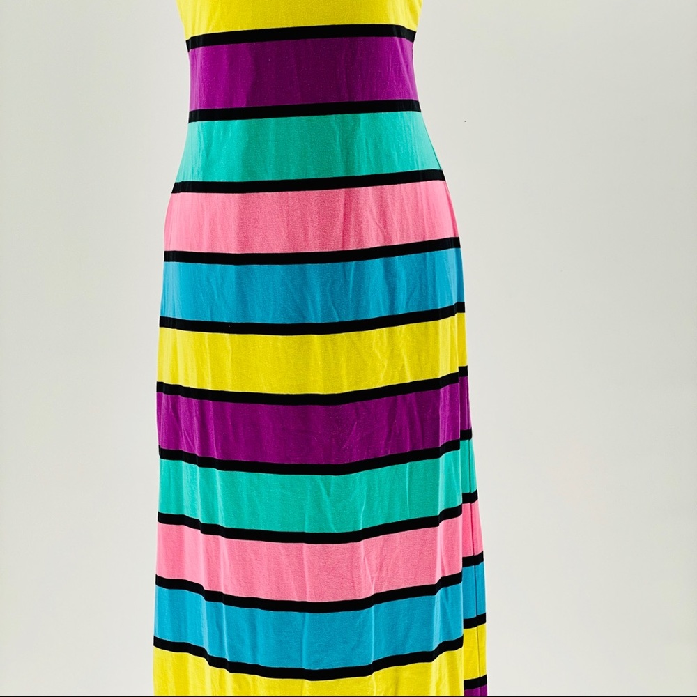DEREK HEART Colorful Striped Maxi Dress A01 - Picture 4 of 8